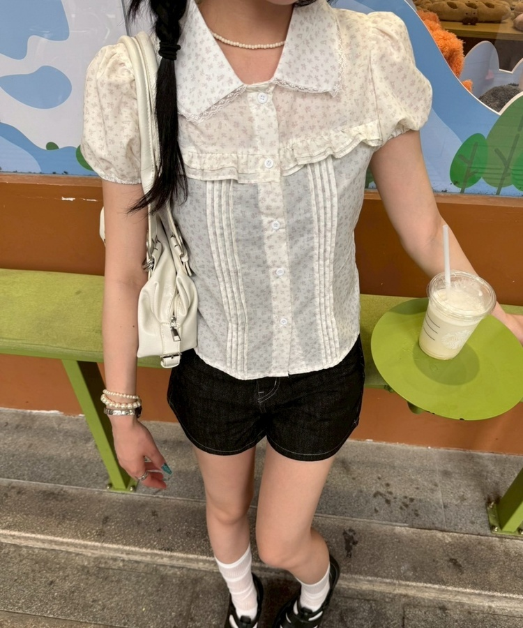 ガーリーフリルピンタックブラウス PINK