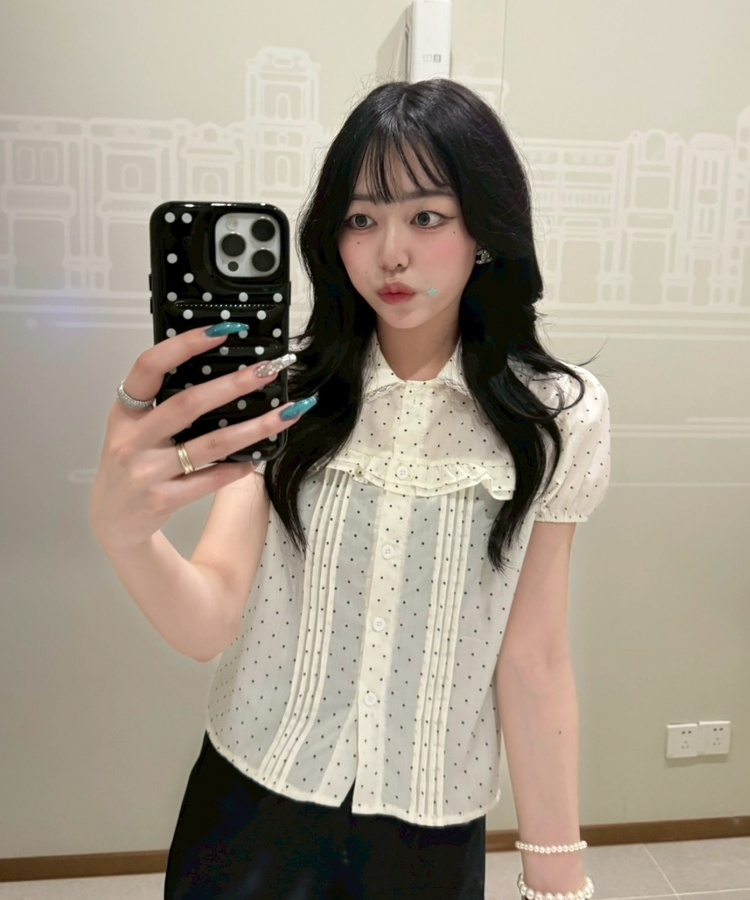 ガーリーフリルピンタックブラウス BLACK