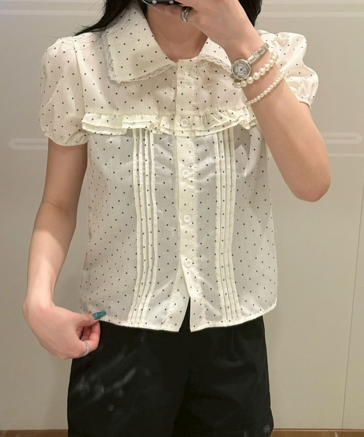 ガーリーフリルピンタックブラウス BLACK