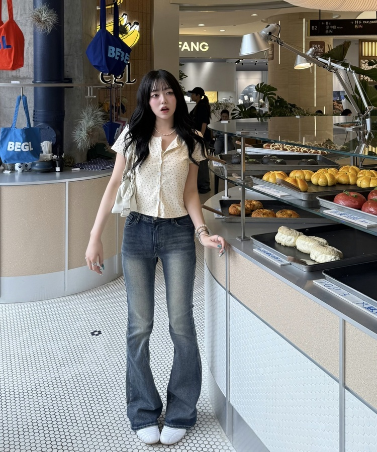 フラワーパターン半袖カーディガン YELLOW