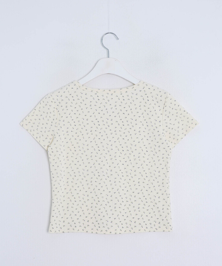 フラワーパターン半袖カーディガン