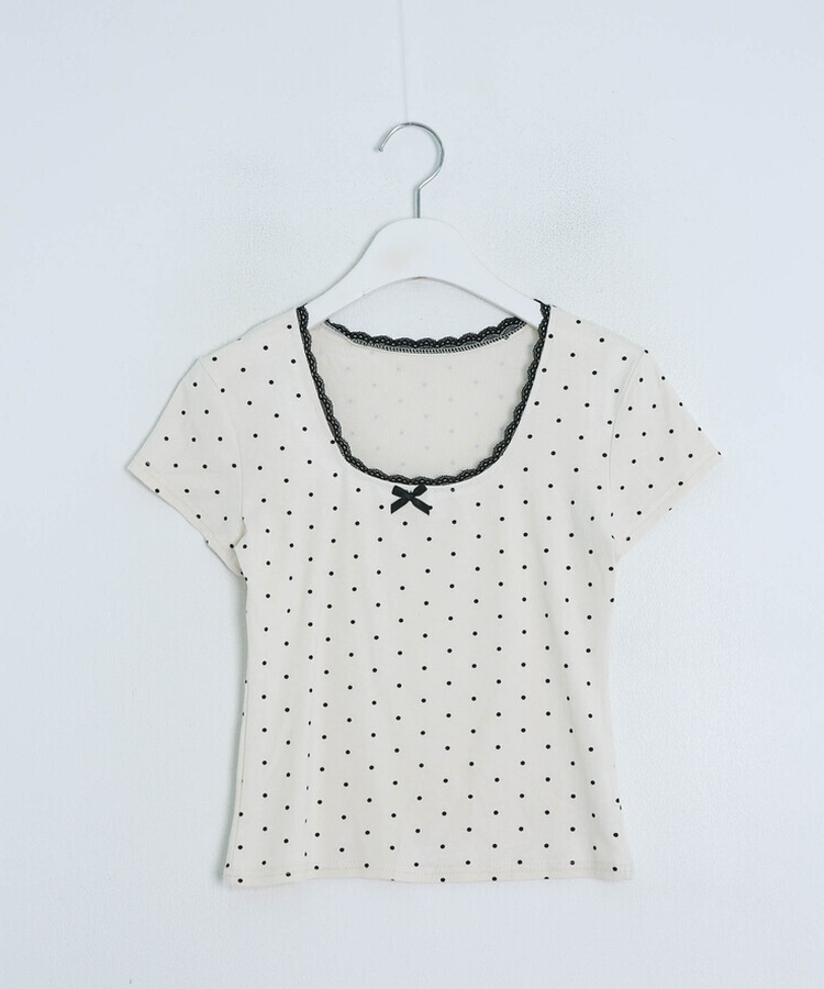 ドットリボンレースTシャツ
