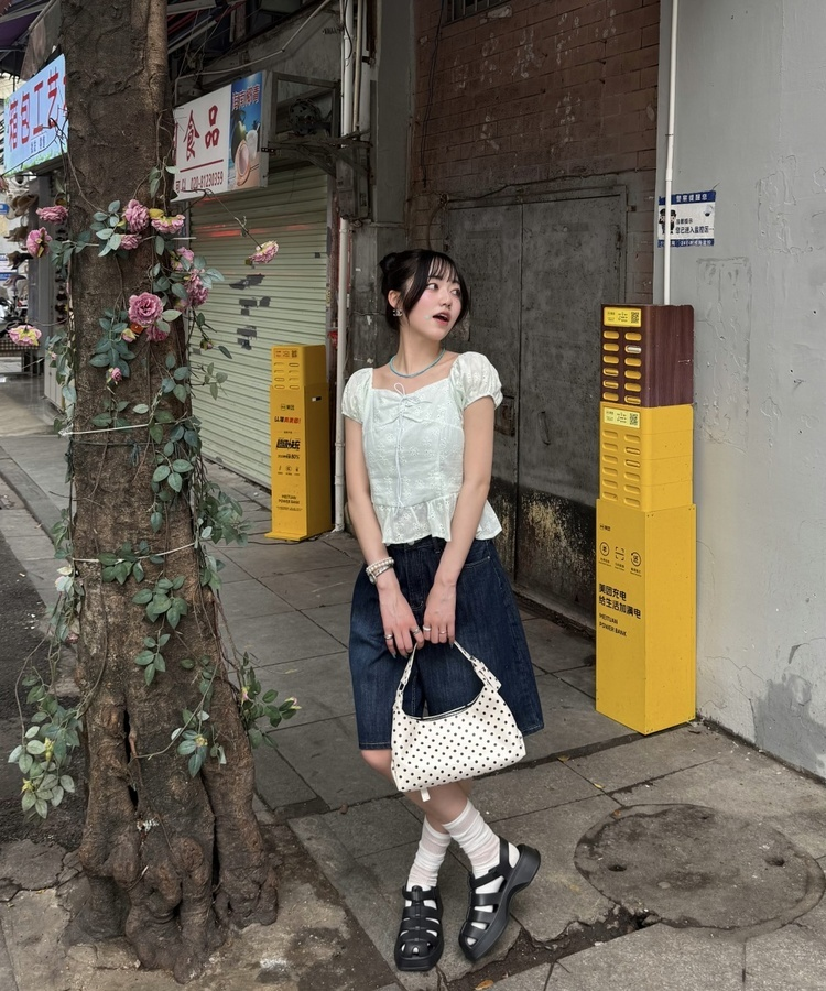 フラワーアイレットブラウス MINT