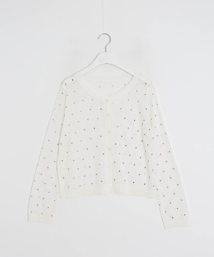 ドット柄シアーフリルカーディガン