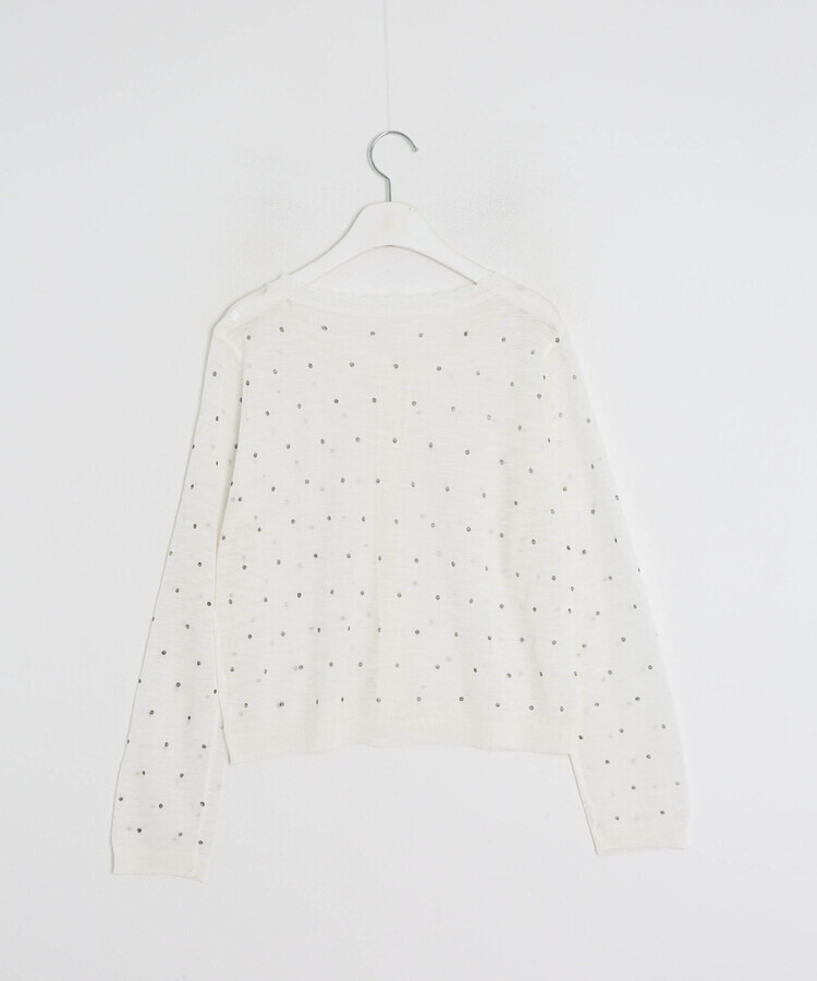 ドット柄シアーフリルカーディガン