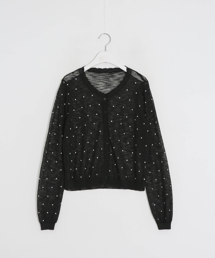 ドット柄シアーフリルカーディガン