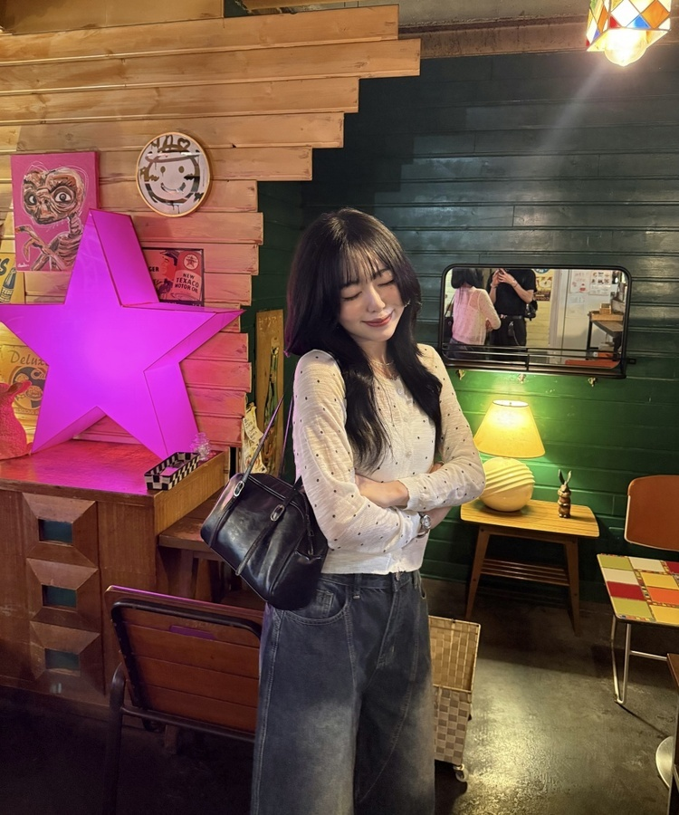 도트 시스루 가디건 화이트