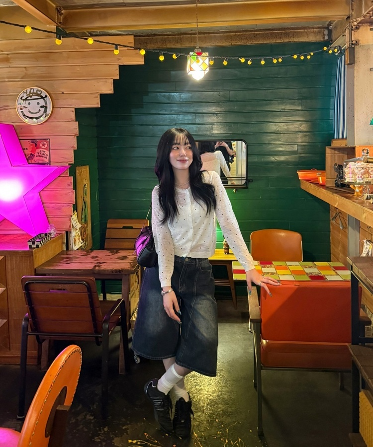 도트 시스루 가디건 화이트