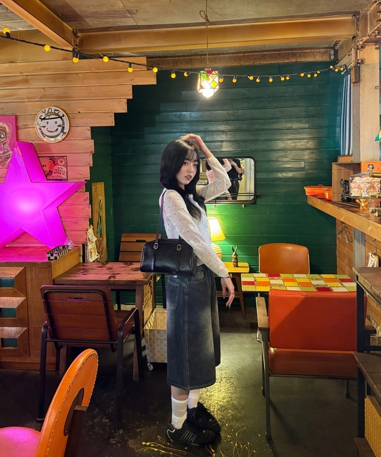 도트 시스루 가디건 화이트