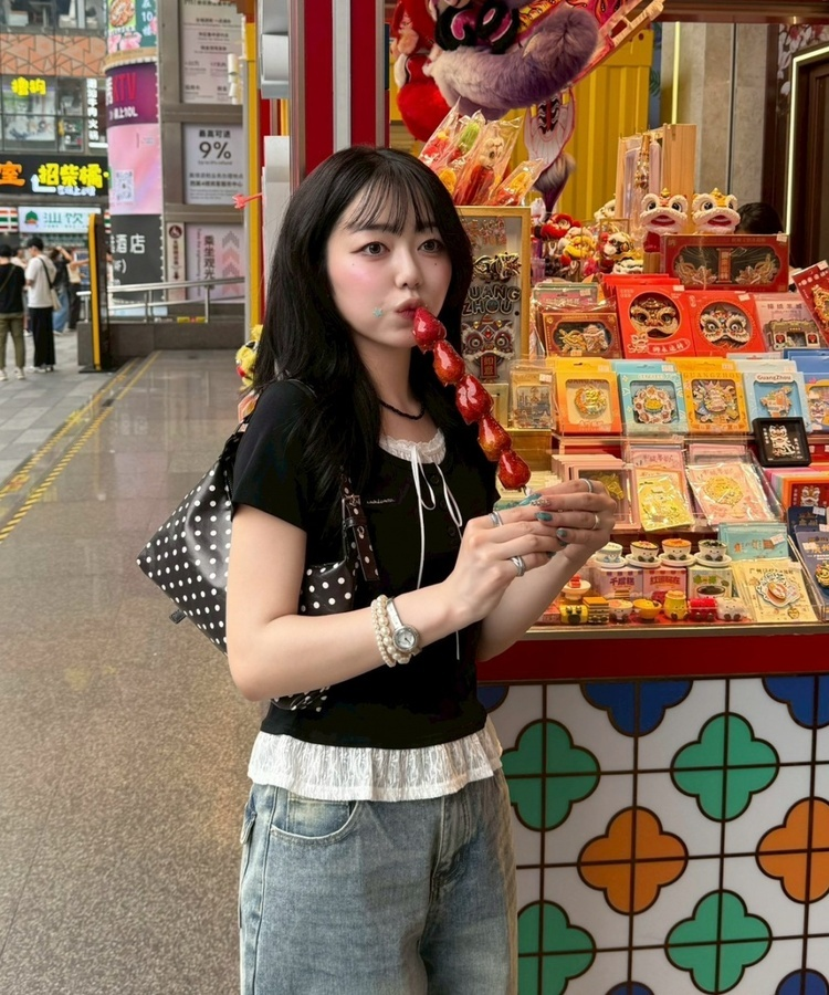 【❤️MADE】レースレイヤードTシャツ BLACK