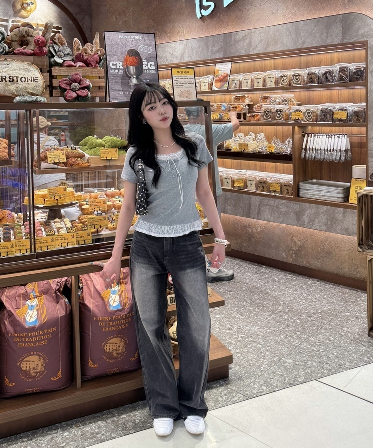 【❤️MADE】レースレイヤードTシャツ GREY