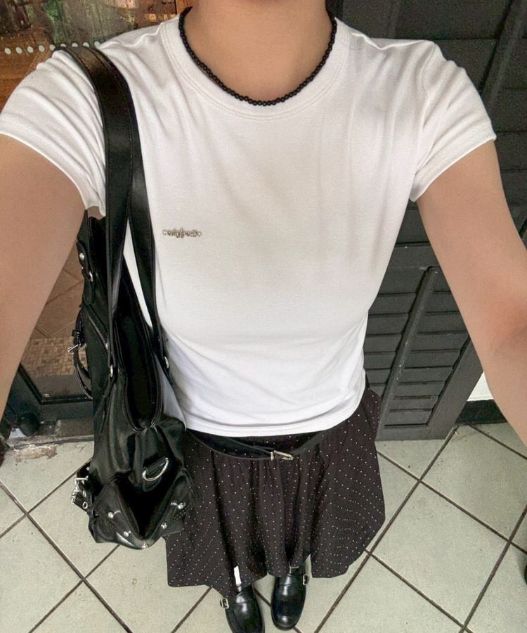 【＋ベルト】ドットバルーンミディスカート BLACK