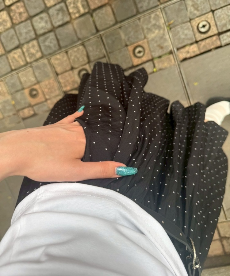 【＋ベルト】ドットバルーンミディスカート BLACK