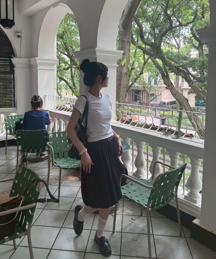 【＋ベルト】ドットバルーンミディスカート BLACK