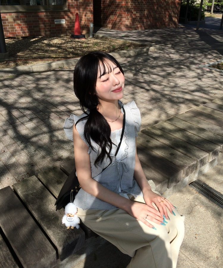 レイヤード風チェックノースリーブ IVORY