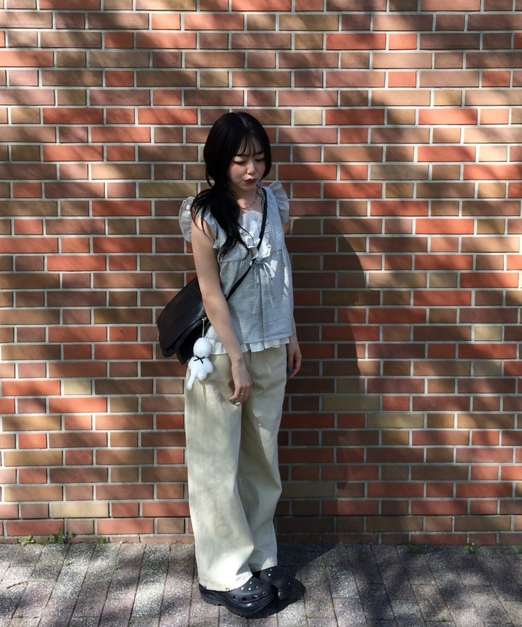 レイヤード風チェックノースリーブ IVORY