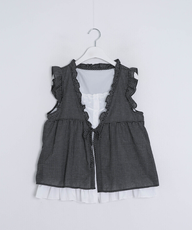 レイヤード風チェックノースリーブ