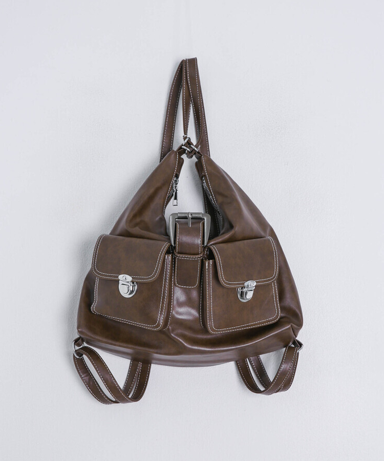 ベルトレザーショルダー2wayバッグ