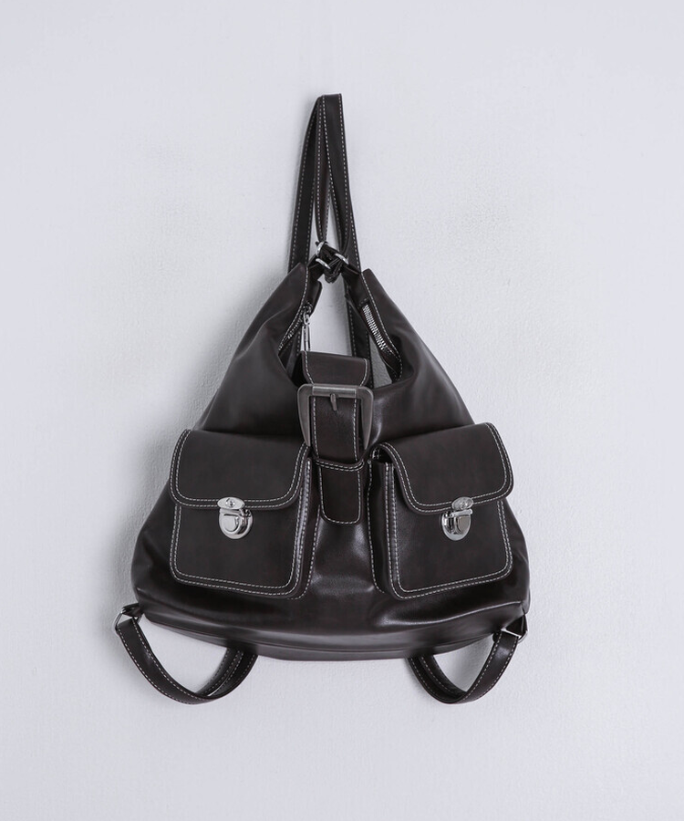 ベルトレザーショルダー2wayバッグ