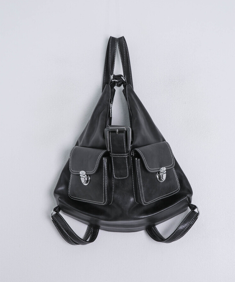 ベルトレザーショルダー2wayバッグ