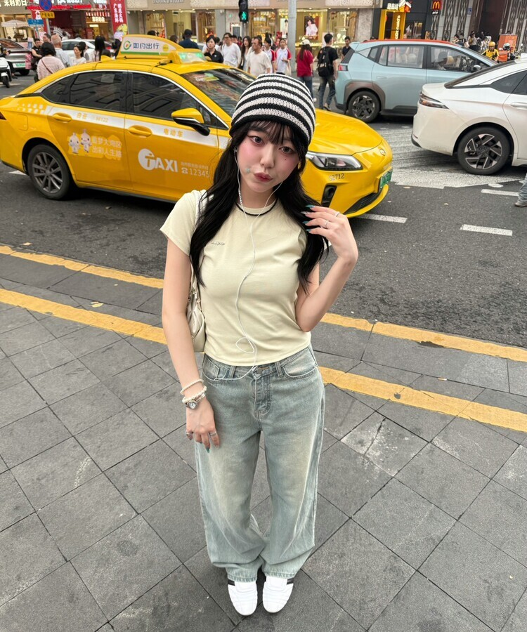 シンプルボーダービーニー BLACK