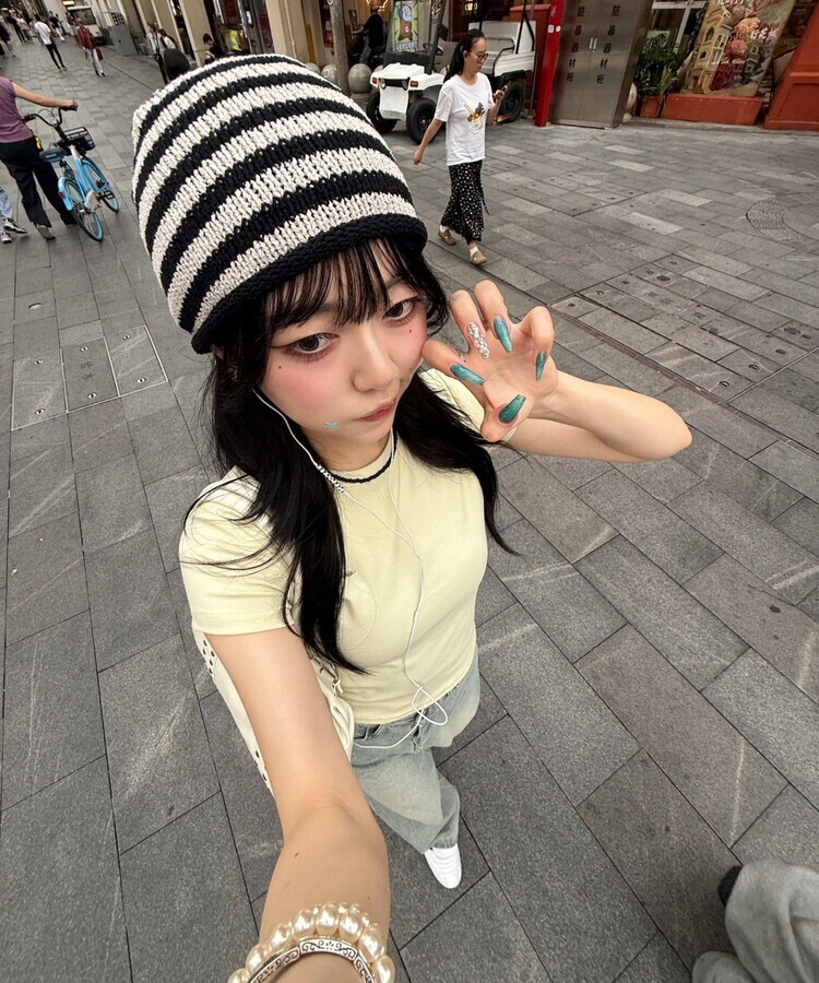 シンプルボーダービーニー BLACK