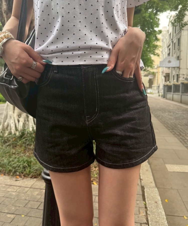 デニムショートパンツ BLACK