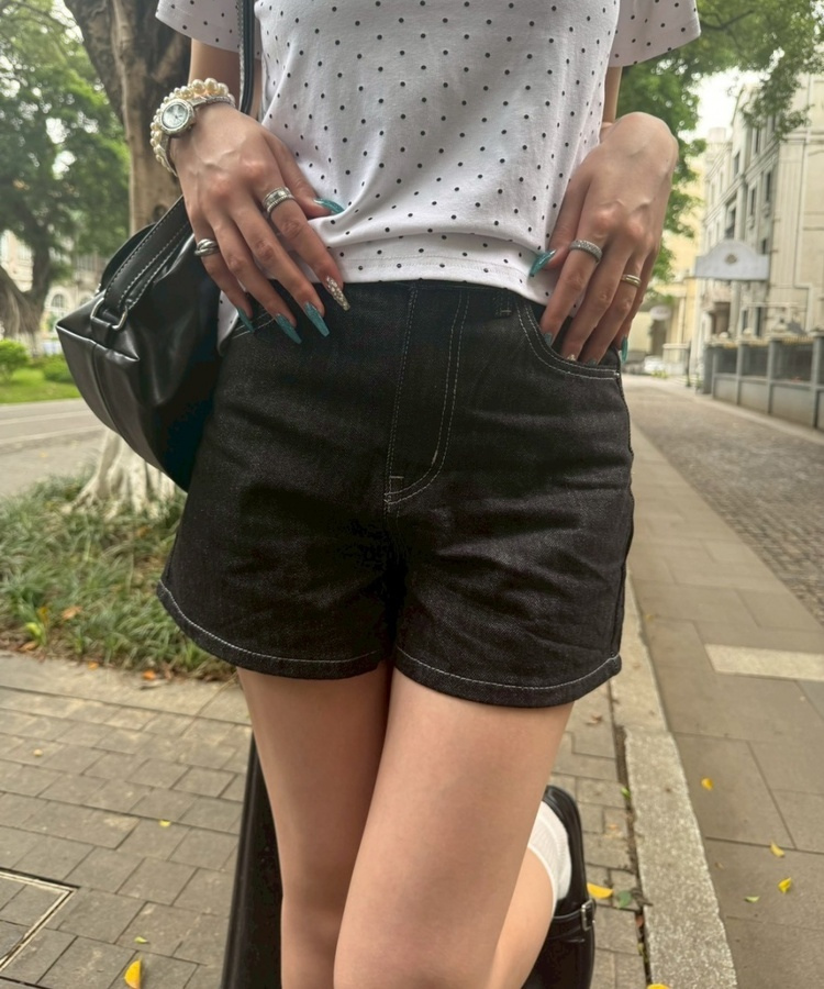 デニムショートパンツ BLACK