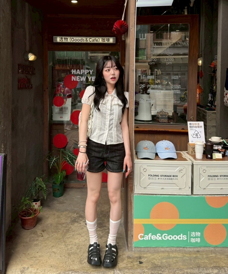 デニムショートパンツ BLACK