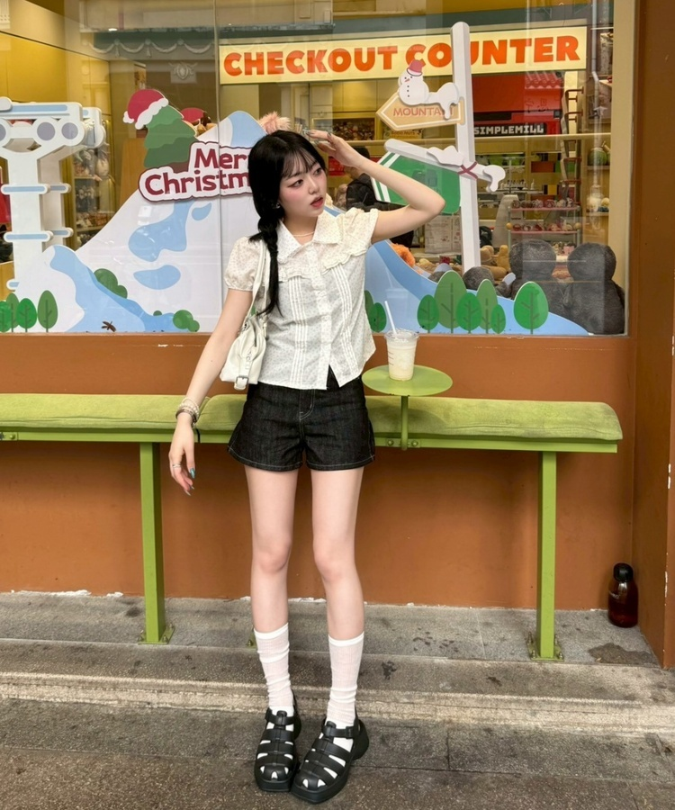 デニムショートパンツ BLACK