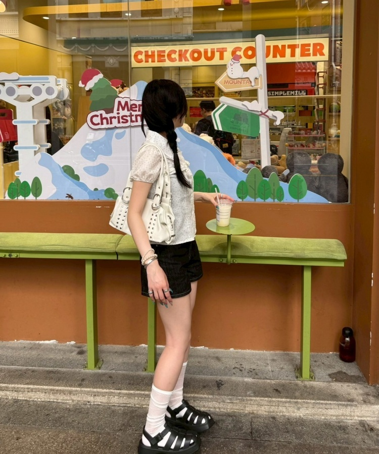 デニムショートパンツ BLACK