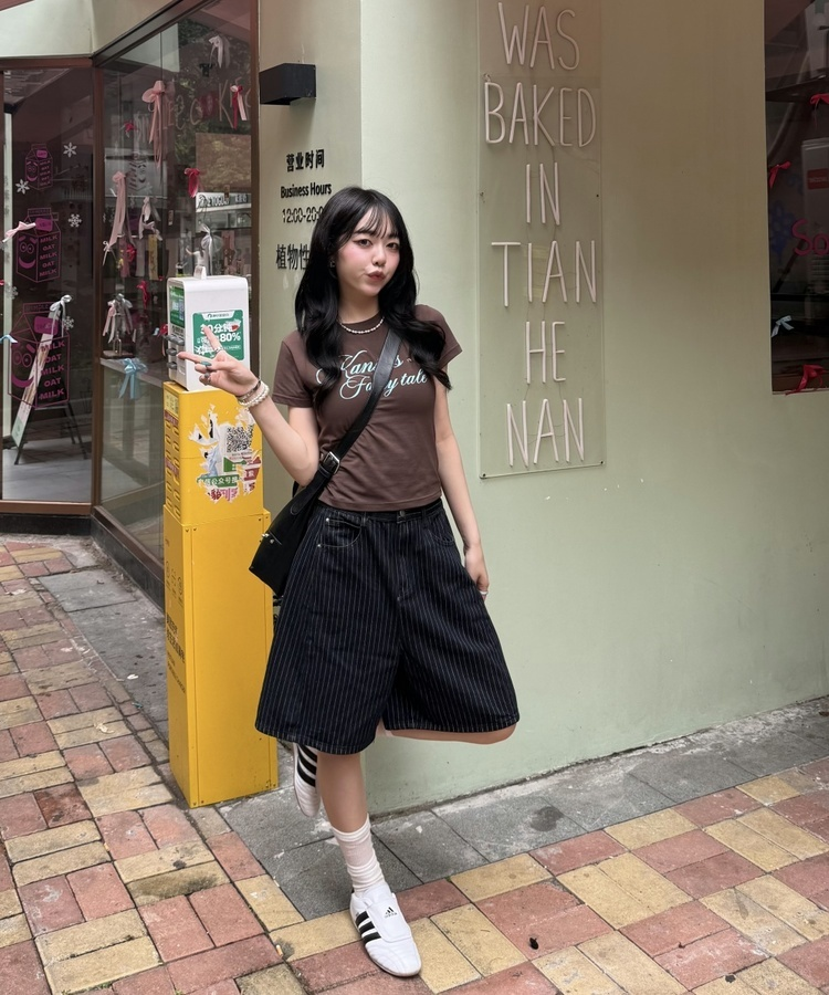 ストライプバミューダパンツ BLACK DENIM