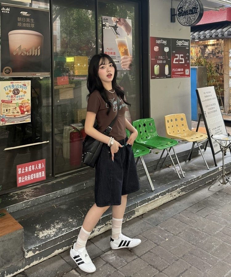 ストライプバミューダパンツ BLACK DENIM