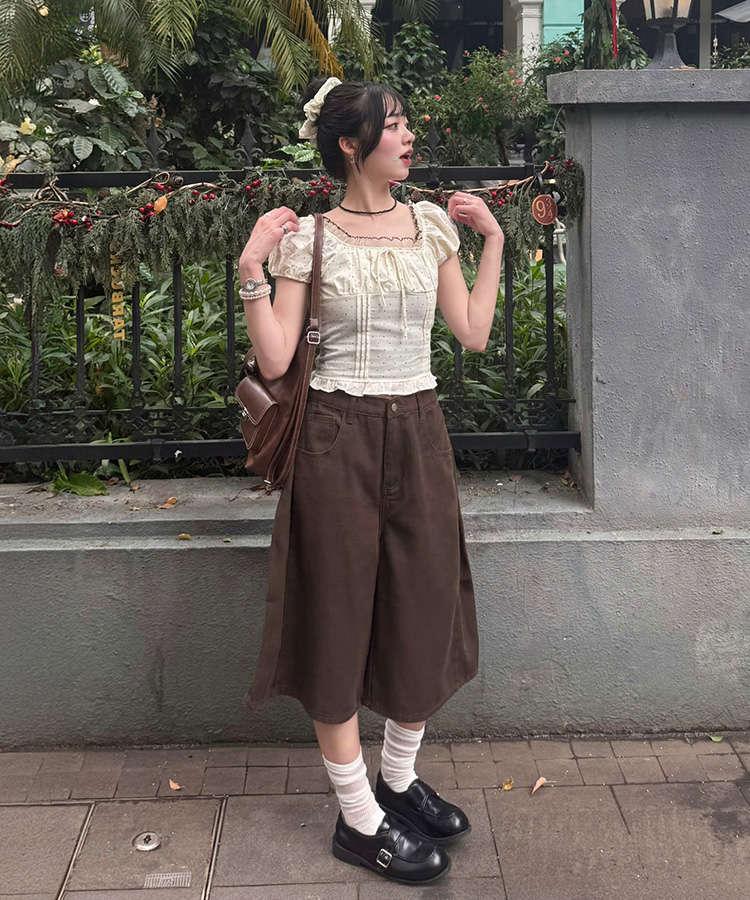 【SHORT/BASIC丈別】カラーバミューダパンツ DARK BROWN