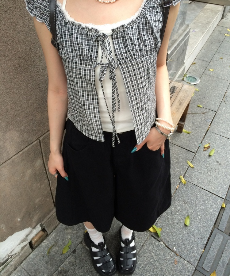 【SHORT/BASIC丈別】カラーバミューダパンツ BLACK