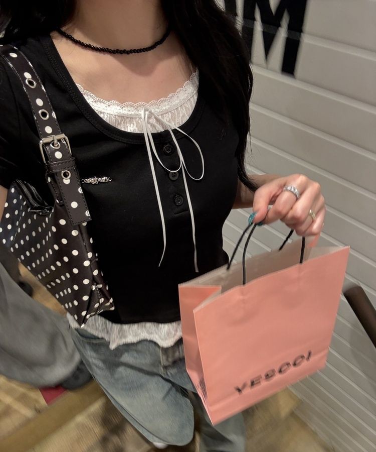 ドットショルダーバッグ BLACK