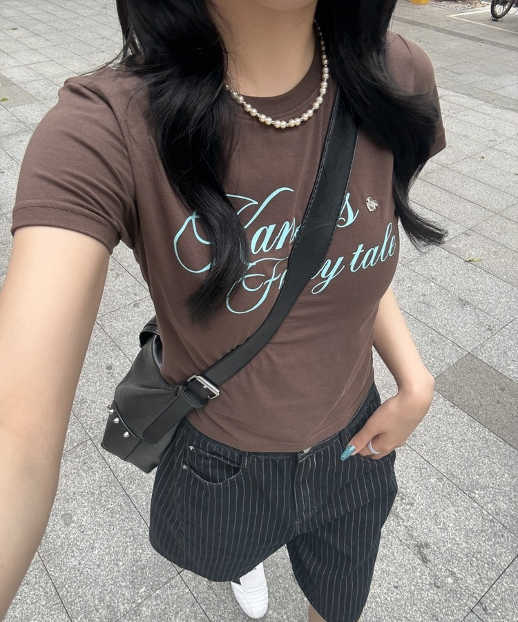 【❤️MADE】ペンダントスリムTシャツ BROWN