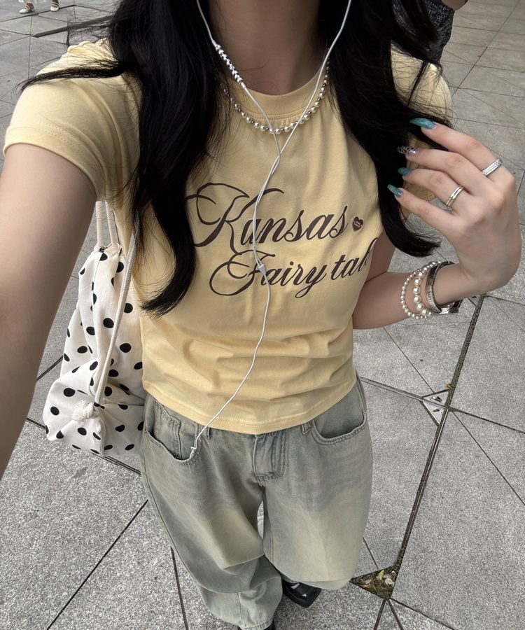 【❤️MADE】ペンダントスリムTシャツ YELLOW