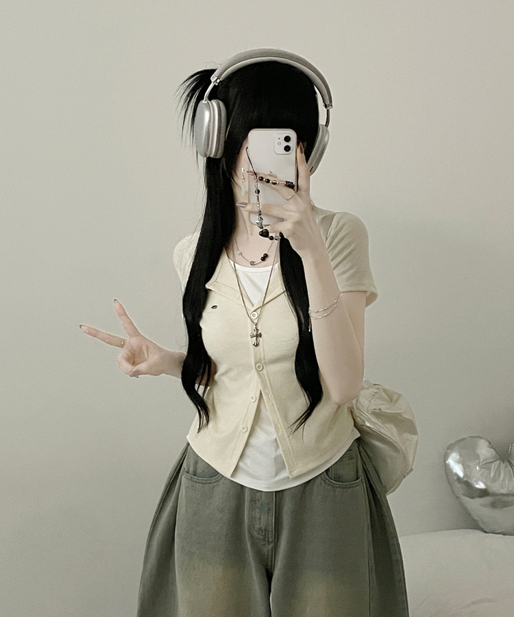 レイヤードシャーリング半袖Tシャツ(5color) BEIGE