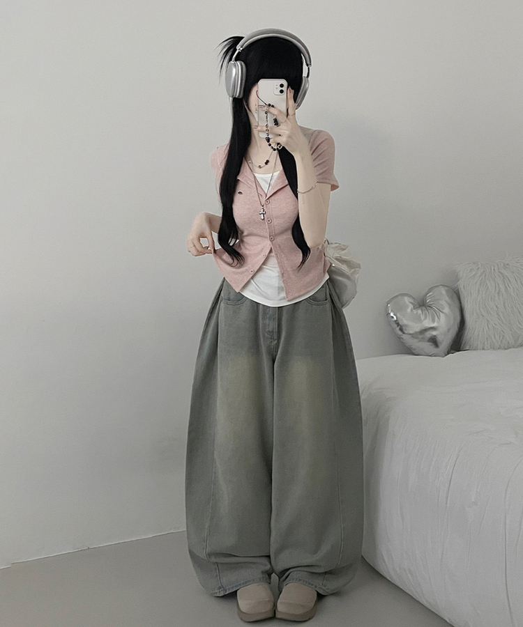 レイヤードシャーリング半袖Tシャツ(5color) PINK