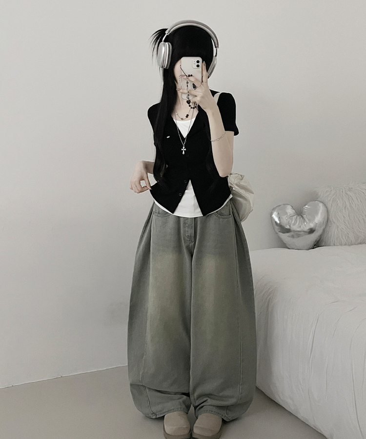 レイヤードシャーリング半袖Tシャツ(5color) BLACK