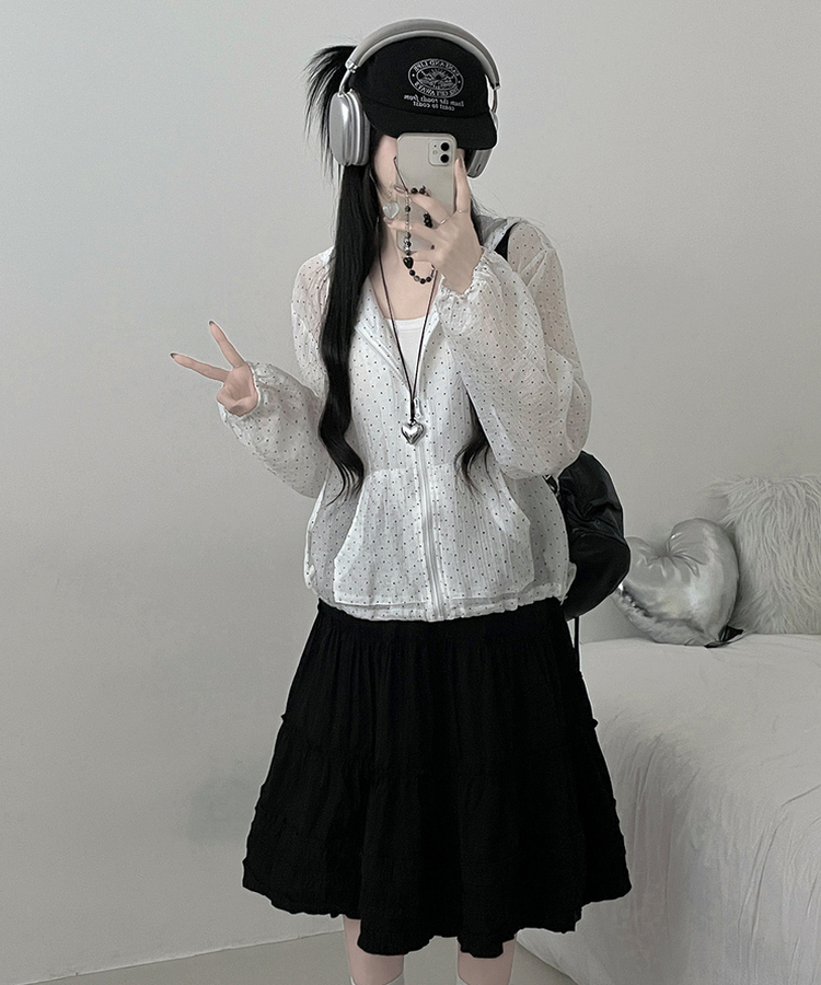 ドットレースシースルーフードウィンドブレーカー WHITE