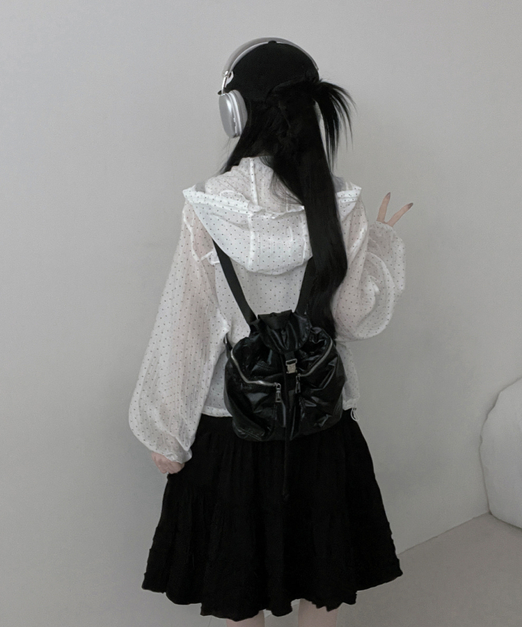 ドットレースシースルーフードウィンドブレーカー WHITE