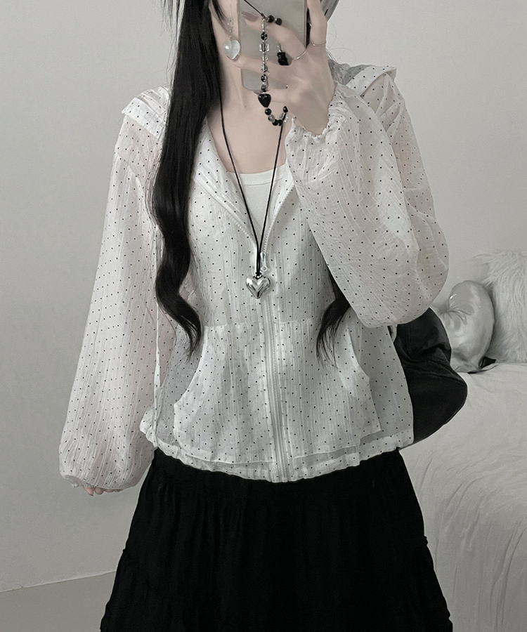 ドットレースシースルーフードウィンドブレーカー WHITE