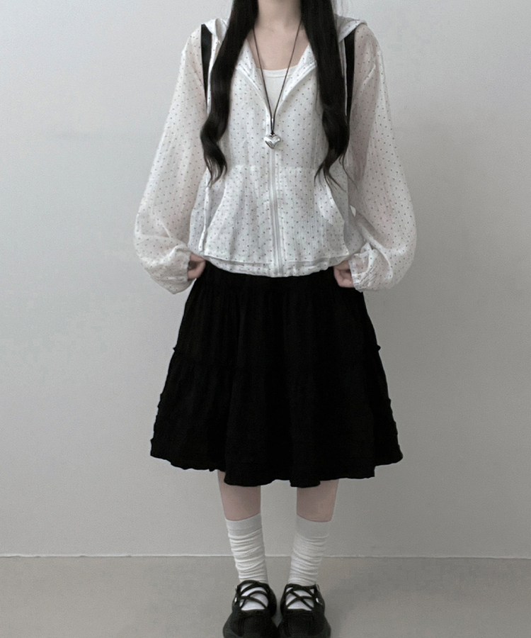 ドットレースシースルーフードウィンドブレーカー WHITE