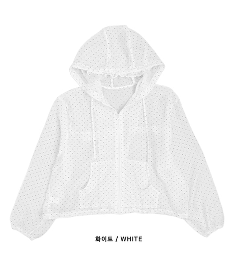 ドットレースシースルーフードウィンドブレーカー