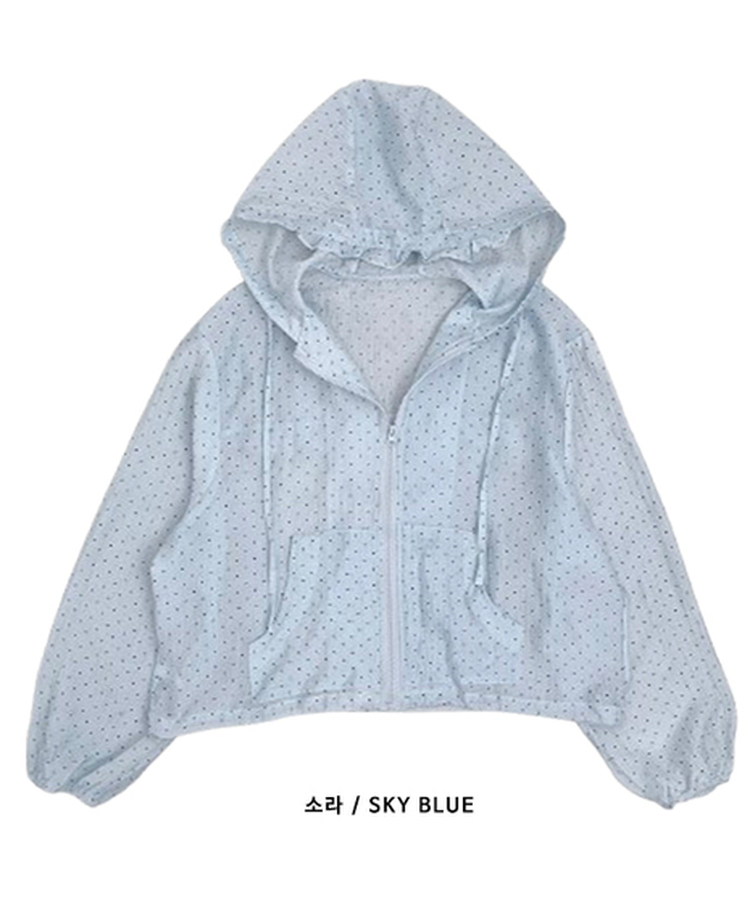 ドットレースシースルーフードウィンドブレーカー