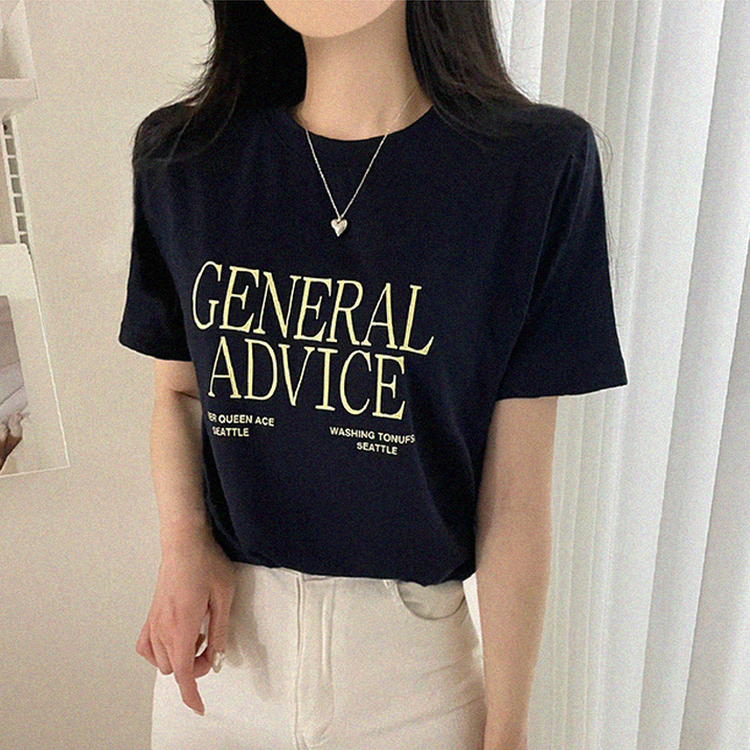レタリングベーシック半袖Tシャツ NAVY