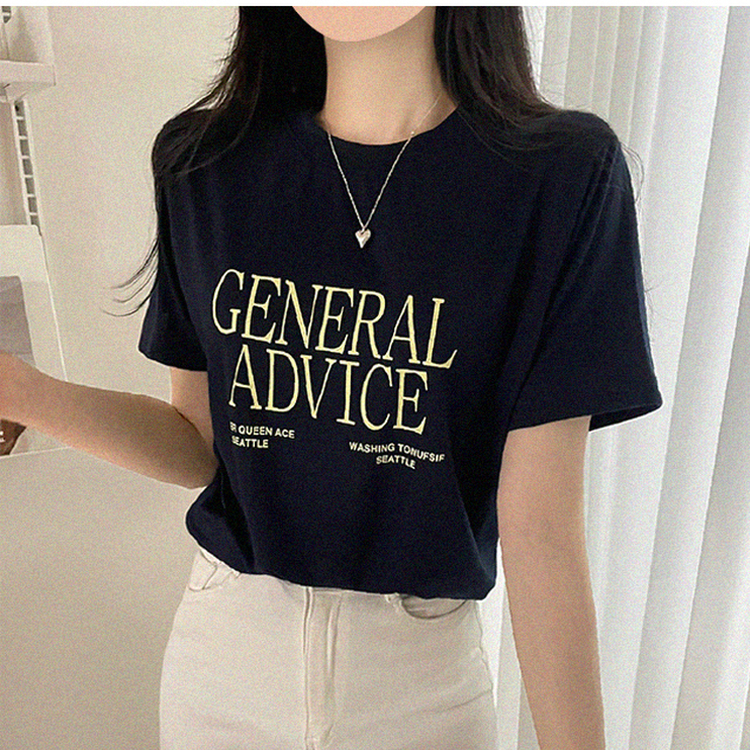 レタリングベーシック半袖Tシャツ NAVY