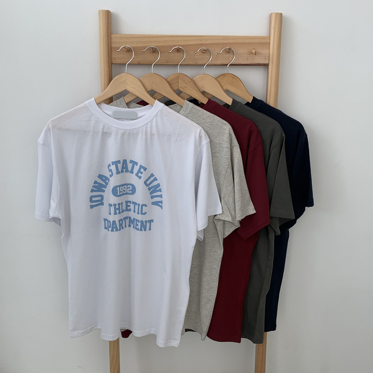 レタリングプリントラウンドネック半袖Tシャツ(5color)